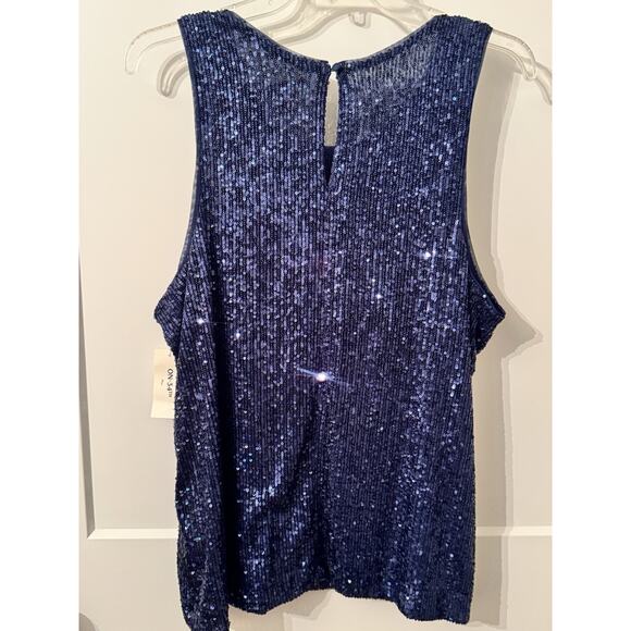 On 34th Sequined Tank Shell Sz 2X NWT Blue Sparkle NYE Holiday Party Women Plus - Picture 6 of 7